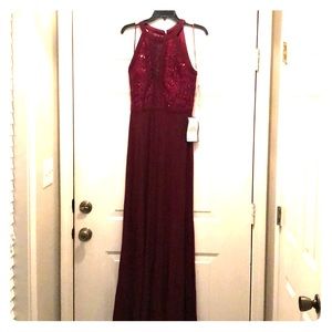 New red formal gown, size 10 with tags, never worn